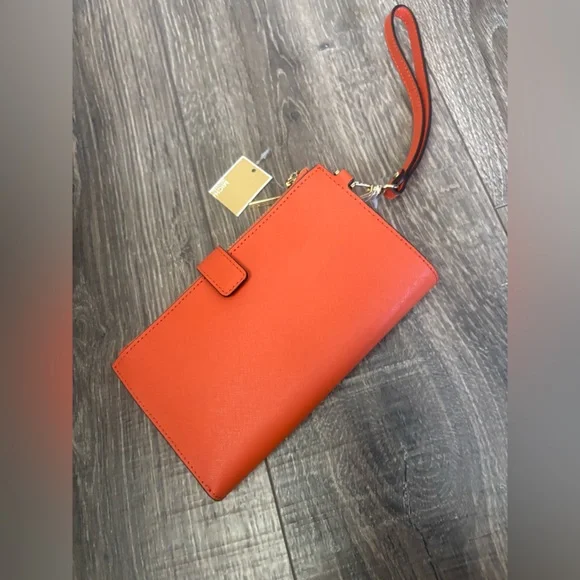 Michael Kors double zip wristlet /wallet jet set travel in tangerine NWT - Picture 3 of 10